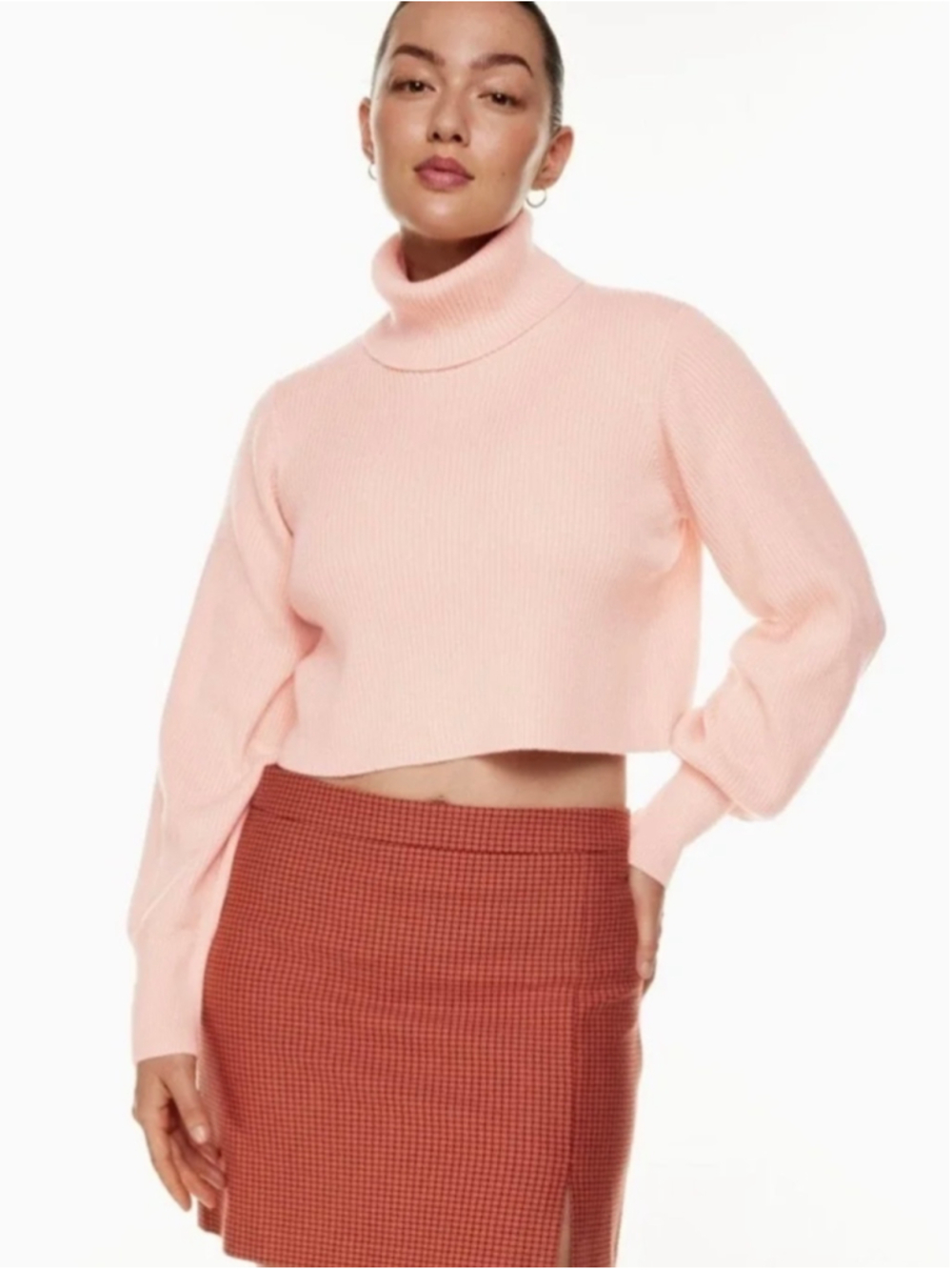 Wilfred Rebecca Turtleneck Sweater Peach XS Merino Wool Aritzia
